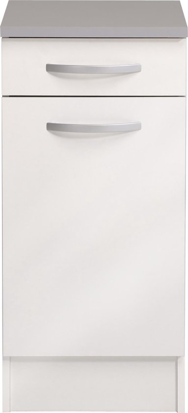 Meuble bas Spoon 40x47 cm avec tiroir et porte - blanc brillant | bol.com