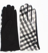 handschoenen Dames- zwart geruit- onderkant effen zwart -met 3 knoopjes.