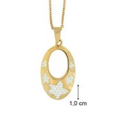 Pendentif en acier Blinx Jewels Star Oval Stones Zirconia avec chaîne
