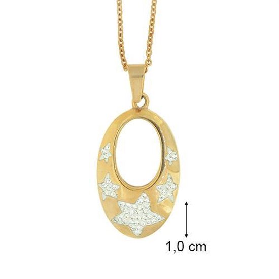 Blinx Jewels Stalen Hanger Ster Ovaal Steentjes Zirkonia incl. Ketting