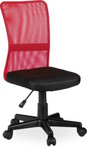 Relaxdays bureaustoel zonder armleuning - ergonomische computerstoel - kinderbureaustoel - rood