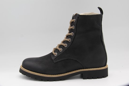 zwart gevet lederen biker boot met bont 