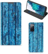 Telefoonhoesje Geschikt voor Samsung Galaxy S20 FE Magnet Case Wood Blue