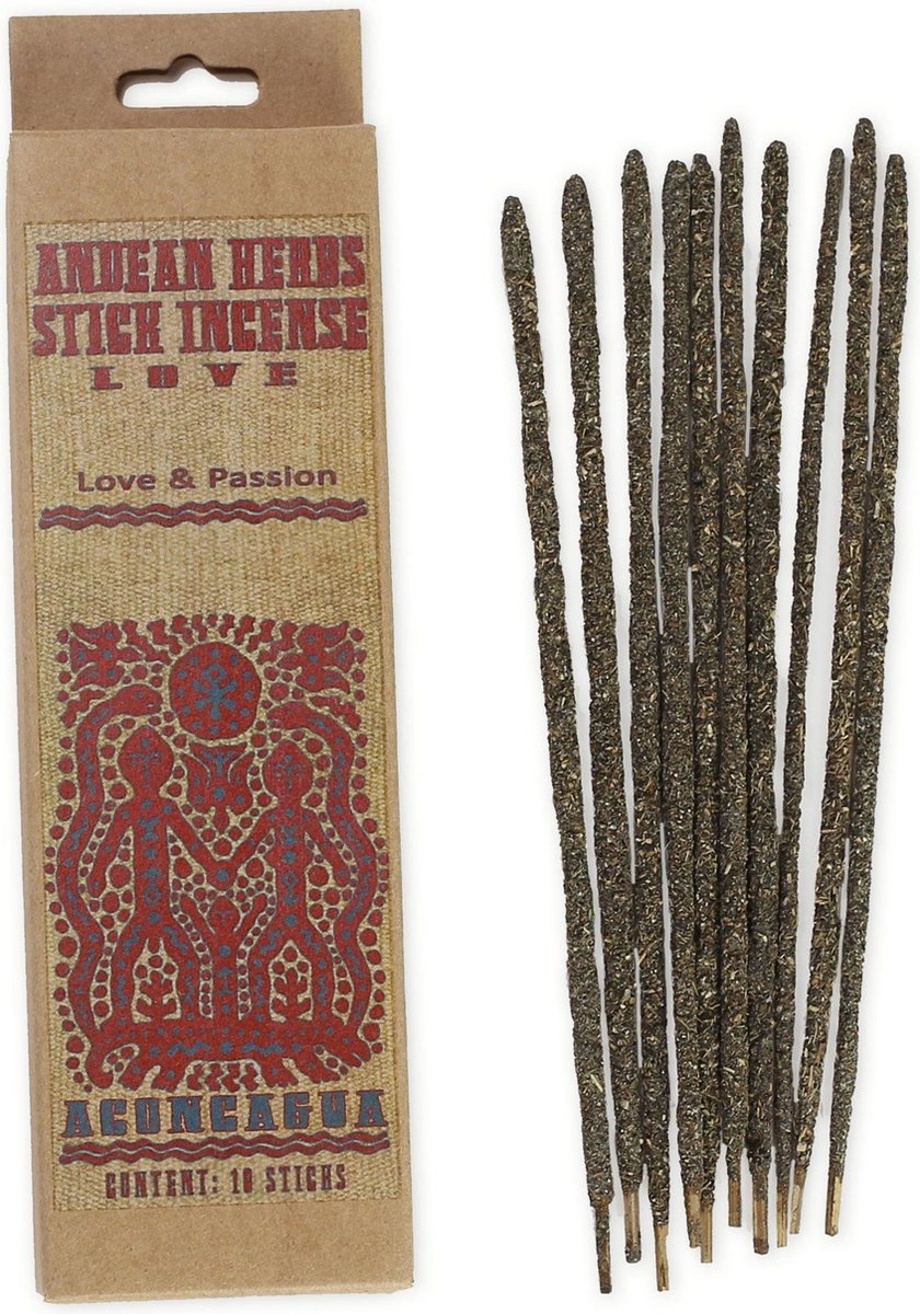 Prabhuji's Gifts Vegan wierookstokjes 'Love & Passion', Andeskruiden, Prabhuji's Gifts, 10 sticks Naturel