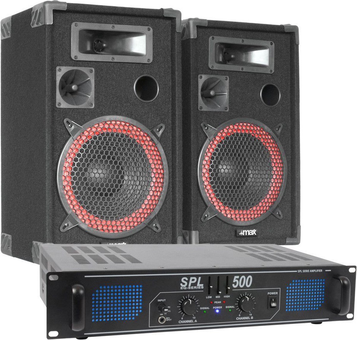 levenslang recorder Harnas DJ set - 500W DJ set met versterker, speakers en luidsprekerkabel. Perfect  voor de... | bol.com