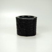 Set van 2 luxe handgemaakte theelichthouders Croco | Zwart