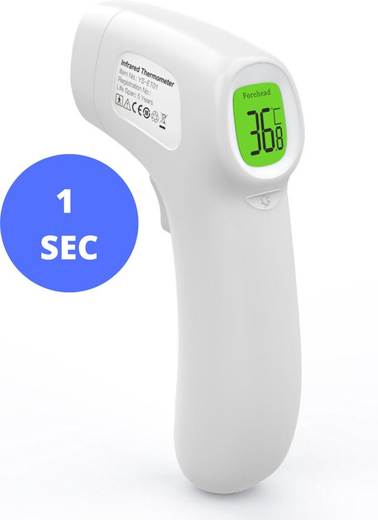 Professionele Infrarood Thermometer met Hoge Nauwkeurigheid – Temperatuur Meter - Medisch – Koorts - Voorhoofd/Lichaam/Oor – Baby/Kinderen/Volwassenen – Contactloos – Digitaal – Laser