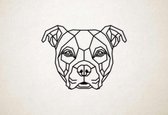 Line Art - Hond - Amerikaanse Bulldog - M - 60x79cm - Zwart - geometrische wanddecoratie