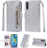 Glitter Bookcase voor Samsung Galaxy A20e | Hoogwaardig PU Leren Hoesje | Lederen Wallet Case | Telefoonhoesje | Pasjeshouder | Portemonnee | Zilver