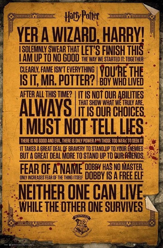 Harry Potter Good Quotes Gbeye Harry Potter Quotes Poster - 61X91,5Cm | Bol.com