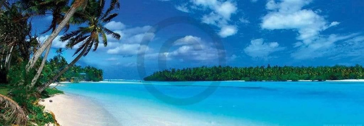 PGM Kunstdruk Shutterstock - Panoramic Lagoon 95x33cm Divers