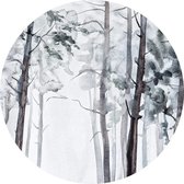 Fotobehang - Watercolour Forest 140x140cm rond - Vliesbehang