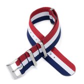 Chibuntu® - Rood Wit Blauwe Nato Strap - Nato Strap collectie - Mannen - Horlogebanden - 20 mm bandbreedte