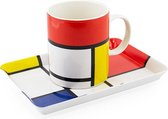 Coffret cadeau : mug et plateau, Piet Mondriaan