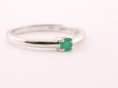 Fijne hoogglans zilveren ring met smaragd - maat 17
