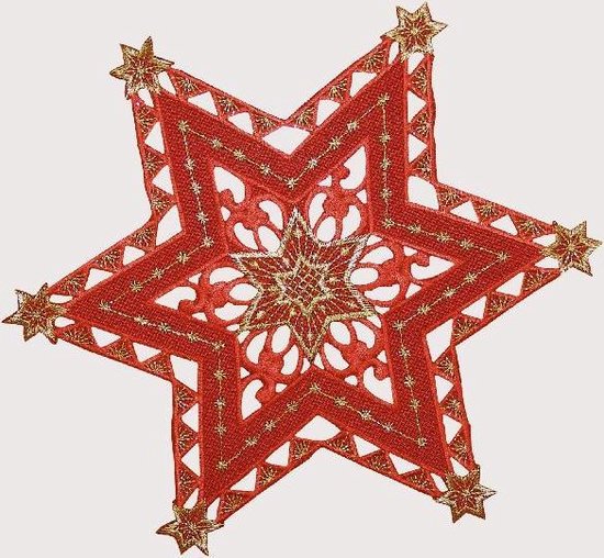 Tafelkleed Kerst ster Modern Rood en Goud - Ster 30 cm