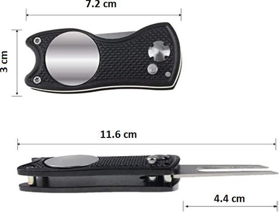 Firsttee - Pitchfork golf - Opvouwbaar - INCLUSIEF MARKER - Zwart - Repareer Greens - Golf accessoires - Golfballen - Pitchfork marker - Pitchfork metaal - Compact - Pocket - Marker golfbal - Golfbalmarkers - Golf sport - Golf training - Cadeau van Firsttee — afbeelding 4