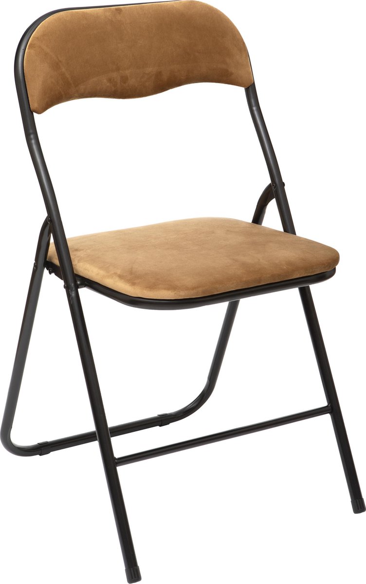Atmosphera Vouwstoel velvet zitvlak en rug bekleed - stoel - tafelstoel - klapstoel - Oker - stoel - tafelstoel - klapstoel - Atmosphera