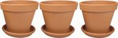 Plantenwinkel Terracotta bloempotten met schotel 11 cm trio set bloempotten voor binnen en buiten