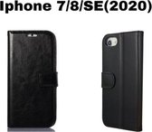 Iphone 7/8/SE(2020) Hoesje Bookcase Zwart met pasjes