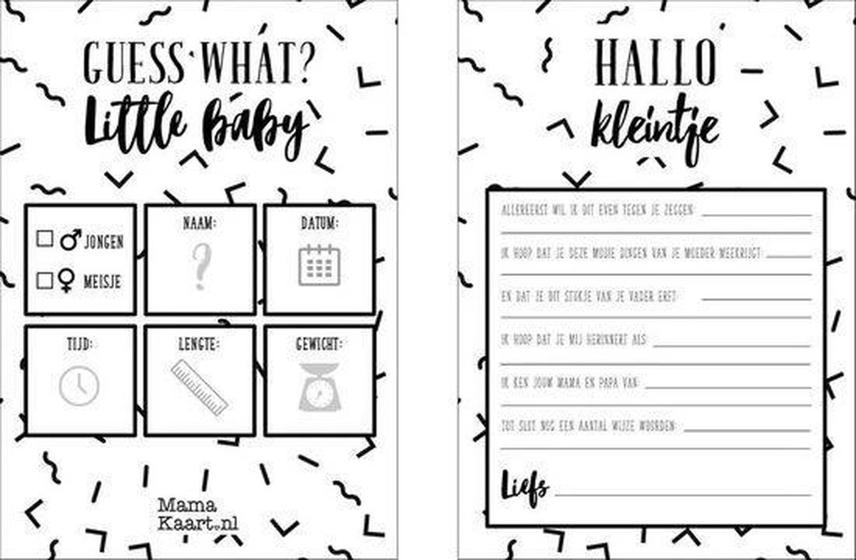Goedkoopste Babyshower - Voorspellingskaarten - Invulkaarten - MamaKaart.nl