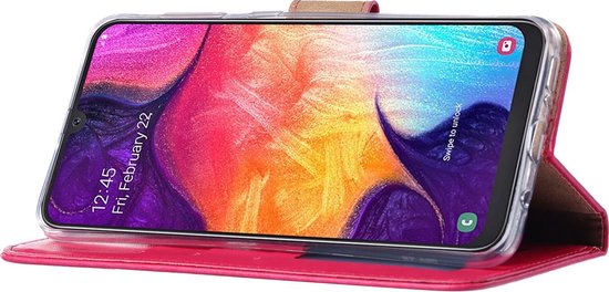 BixB Samsung Galaxy A6 plus 2018 hoesje - bookcase roze + tempered glas screenprotector
