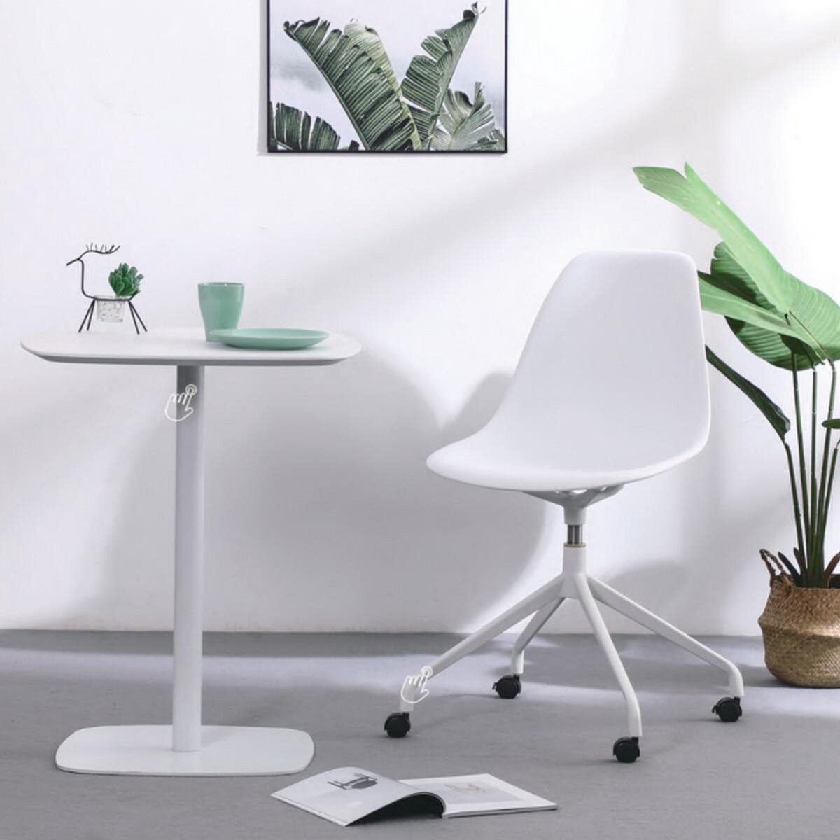 DS4U® Capri bureaustoel - design bureaustoel - kuipstoel - kunststof - met wieltjes - wit - draaibaar