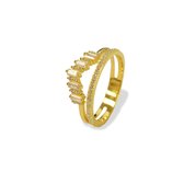 Silventi 9SIL 20162-56 Silver Ring Ladies - Zircone - 2 rangs - Modèle V - Taille 56 - Doré