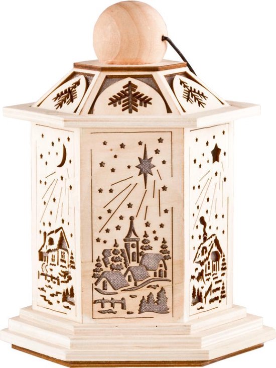 Lanterne de Noël en bois avec motifs de Noël | éclairage LED | 20 cm de  haut | bol.com