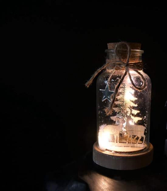 klep Eigendom spleet Kerstverziering, kerstboom in een glazen vaas / fles van glas met herten &  sneeuw en... | bol.com