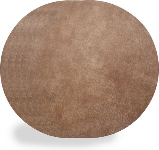 Placemats Leer Taupe Rond Set 2 Stuks Coaster Queen bol