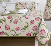 Tafelkleed - luxe gobelinstof - Tulpen - Vierkant 100 x 100 cm