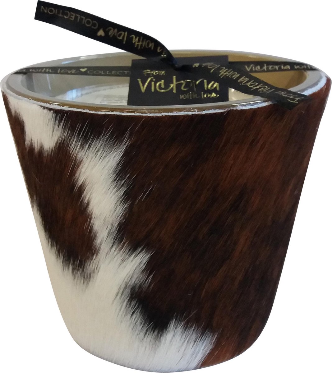 Victoria with Love - Kaars - Geurkaars - Tricolore Cow - Medium - Glas - Indoor