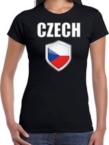 Tsjechie landen t-shirt zwart dames - Tsjechische landen shirt / kleding - EK / WK / Olympische spelen Czech outfit XS