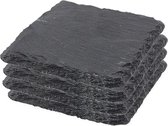 4x Leisteen onderzetters 10 x 10 cm - Kaarsenplateaus - Glazen onderzetters