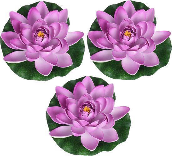 3x Fleurs de nénuphar artificiel flottant violet lilas 18 cm - Accessoires  de jardin -... | bol.com