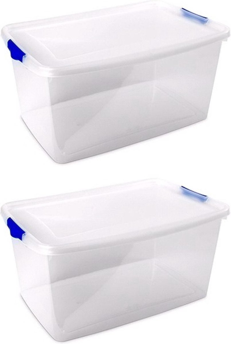 2x boîtes de rangement/bacs/organisateurs avec couvercle 25 litres de 42 x  36 x 25 cm