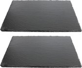 2x Leisteen serveerplanken/onderzetters 30 x 40 cm - Kaarsenplateaus - Hapjesplanken - Tapas - Kaasplankjes