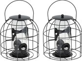 4x Tuinvogels hangende voeder silo/kooi 18 cm - Voor mussen/mezen kleine vogeltjes - Winter vogelvoer huisjes