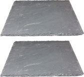 2x Leisteen serveerplanken/onderzetters 30 x 30 cm - Kaarsenplateaus - Hapjesplanken - Tapas - Kaasplankjes