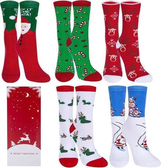 Kerstsokken Giftbox - Set van 5 paar - Kerstcadeau Warme sokken voor Kerst  (Variant 1) | bol.com