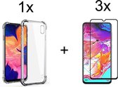 Samsung A10 Hoesje - Samsung Galaxy A10 Hoesje shock proof case transparant cover - Full cover - 3x Samsung A10 Screenprotector