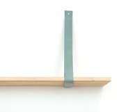 Leren plankdrager  Grijsgroen - 2 stuks - 92 x 4 cm - Industriële plankendragers   - met zilverkleurige schroeven