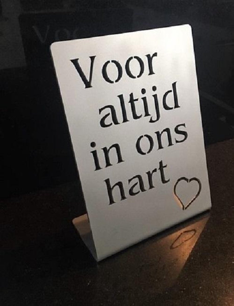 RVS staander, Rouwdecoratie, grafornament, grafdecoratie, aandenken, nooit vergeten, voor altijd.