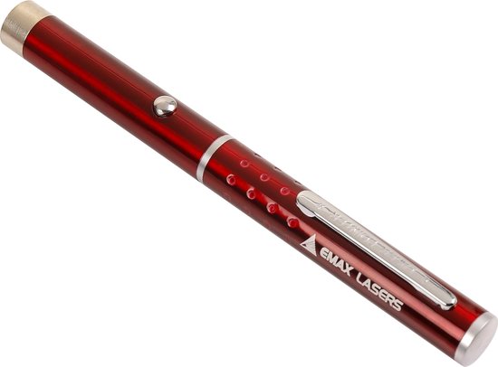 Emax luxe rode laserpen, inclusief batterijen, handleiding en Emax bewaarzakje
