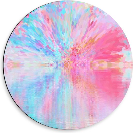Dibond Wandcirkel - Kleurrijke Schildering met Pastel Kleuren  - 50x50cm Foto op Aluminium Wandcirkel (met ophangsysteem)