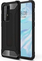 Huawei P40 Pro Armor Hybrid Hoesje - Zwart