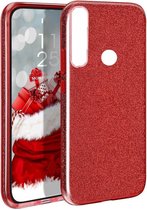 Motorola G8 Plus Hoesje Glitters Siliconen TPU Case rood - BlingBling Cover