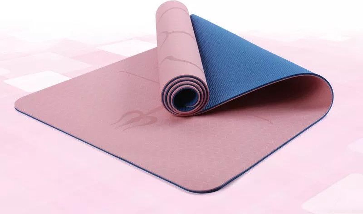Professionele Yoga mat 6 mm | Patroon Roze Blauw | Eco Friendly | Anti Slip | Fitness Mat | Pilates Mat | Sport Mat
