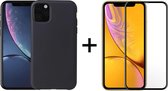 iPhone 12 Pro hoesje zwart apple siliconen case hoesjes cover hoes - Full Cover - 1x iPhone 12 pro screenprotector screen protector